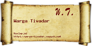 Warga Tivadar névjegykártya